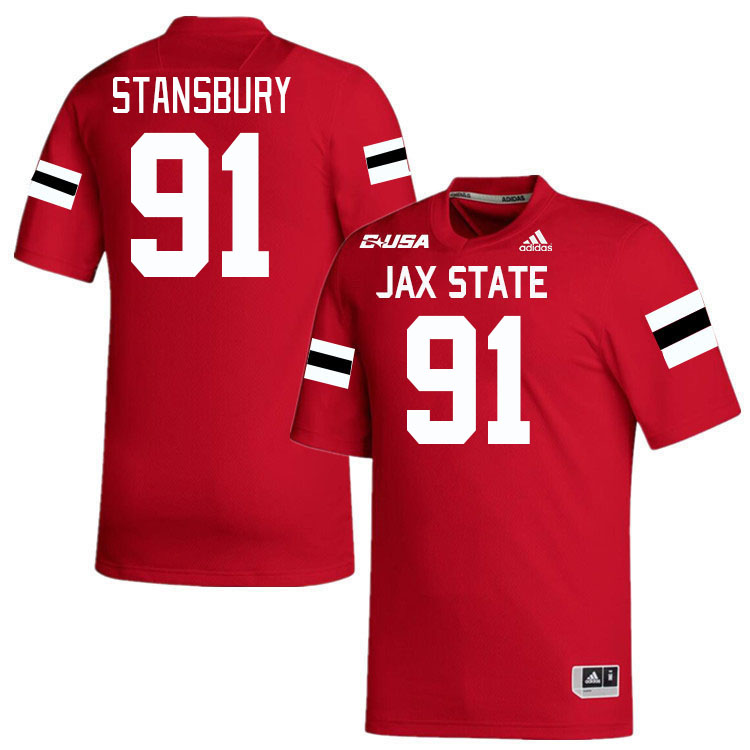 #91 Gharin Stansbury Jacksonville State Gamecocks College Football Jerseys Stitched-Red